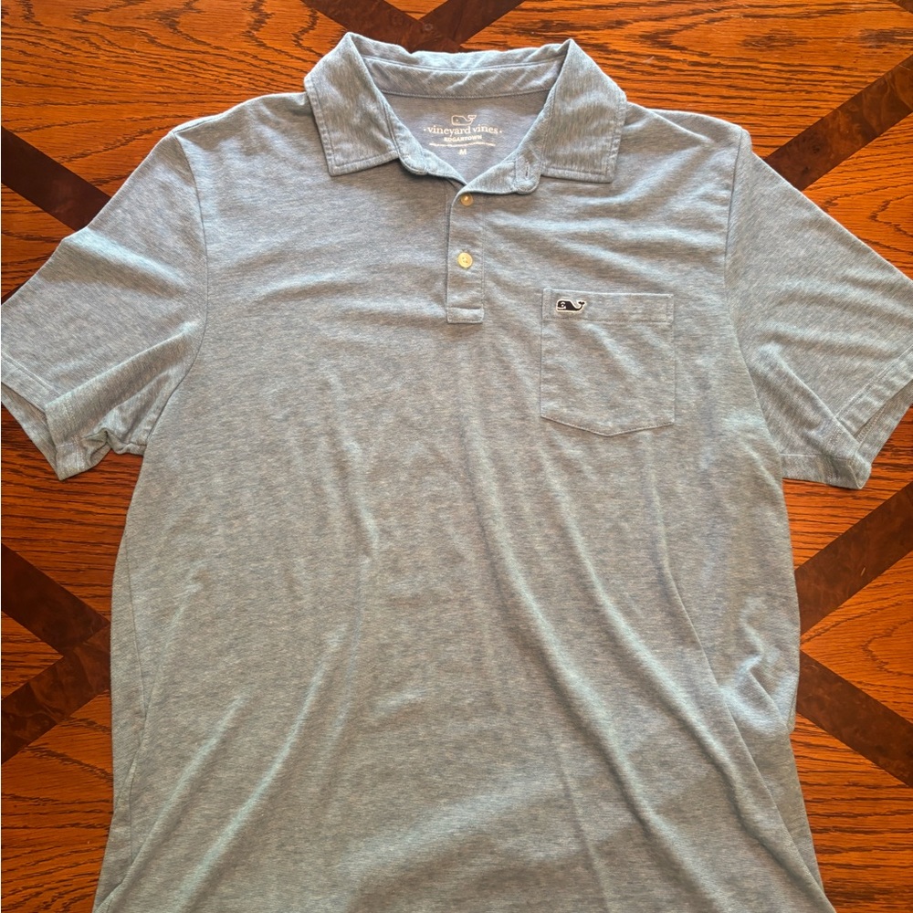 Vineyard Vines Blue and Gray Polo Shirt Classic Comfort